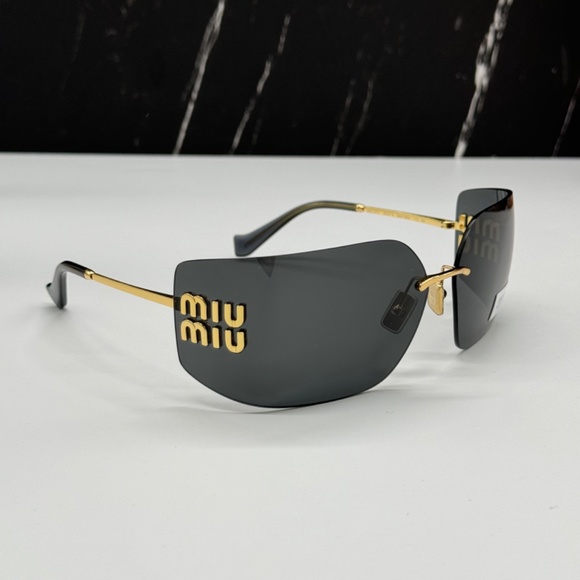 NEW MIU MIU SMU 54Y 5AK5S0 WOMEN SUNGLASSES MU54YS 5AK5S0 GOLD GREY MU 54YS - Picture 8 of 13